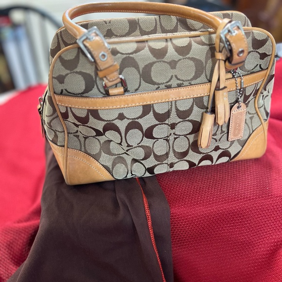 Coach Monogram bag leather accents lightly used - Picture 2 of 7
